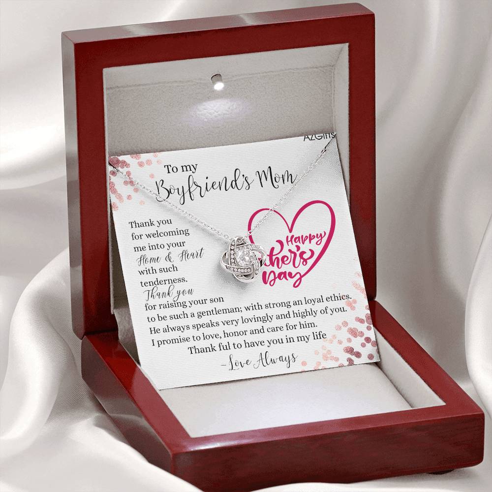 To My Boyfriend's Mom Necklace From Girlfriend, Gift Necklace To Boyfriends Mom, Necklace For Boyfriend's Mom On Mothers Day Birthday Gift Christmas Anniversary, Happy Mother's Day Jewelry For Women