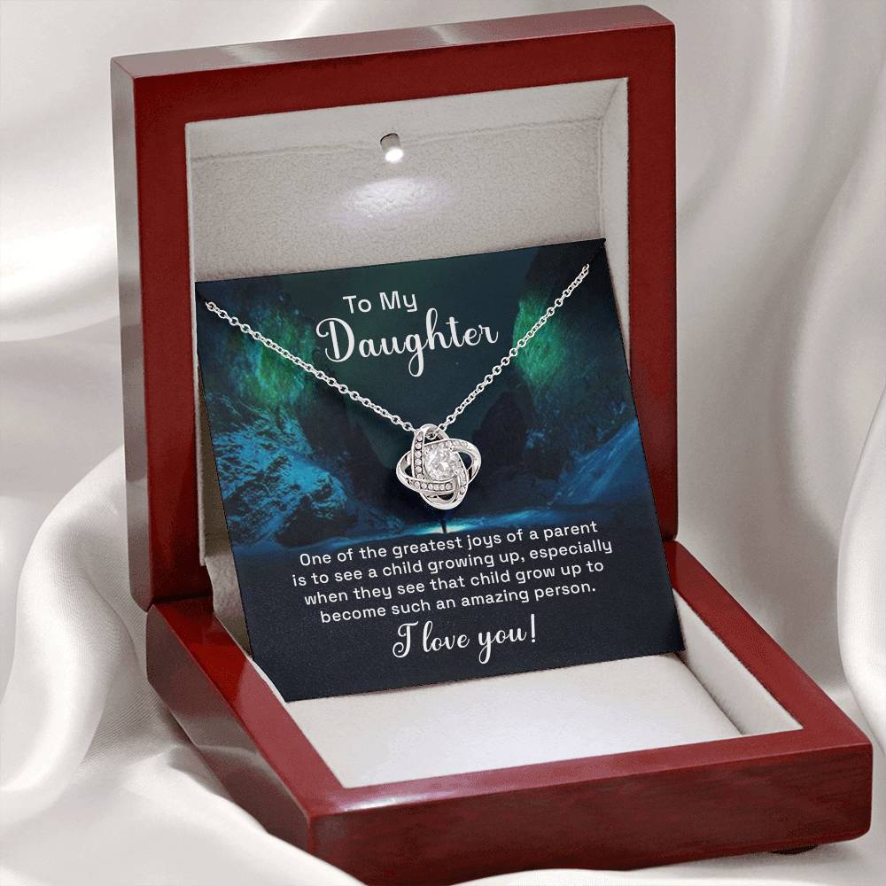 To My Daughter Love Knot Necklace From Parent, Daughter Gift Necklace From Mom, Step Daughter Necklace, Gift Necklace For Stepdaughter, Bonus Daughter Gifts, Step Daughter Gifts Love Knot Necklace