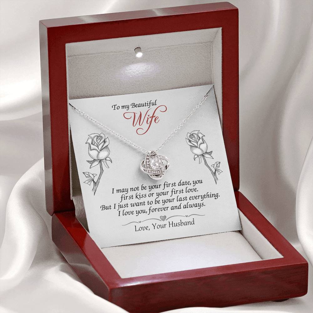 To My Beautiful Wife Gift Necklace, Last Everything Necklace Gift For Wife, To My Beautiful Wife Love Knot Necklace from Husband To Wife Love Knot Pendant, Jewelry Gift For Women, Soulmate Necklace