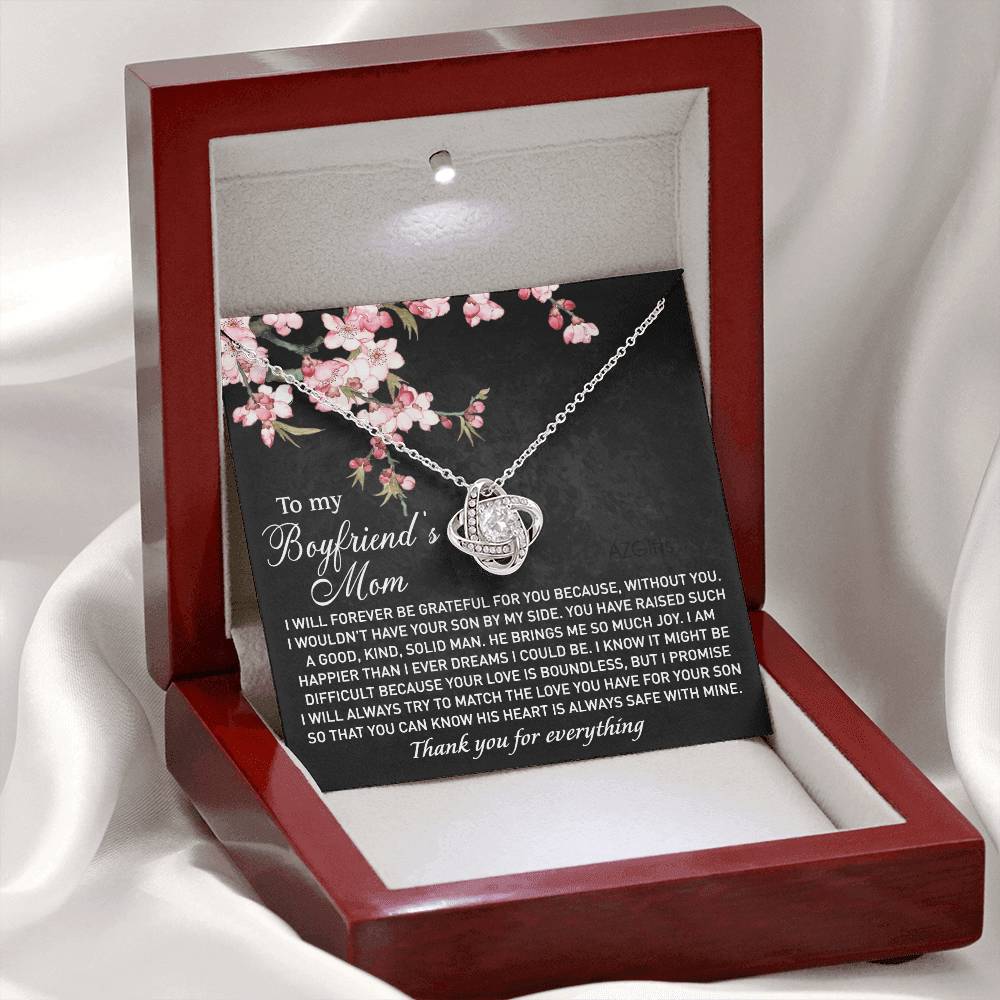 To My Boyfriend's Mom Necklace From Girlfriend, Gifts Necklace For Boyfriends Mom, Boyfriends Mom Love Knot Necklace Gift On Birthday Gift, Mothers Day, Christmas Anniversary, Jewelry For Women