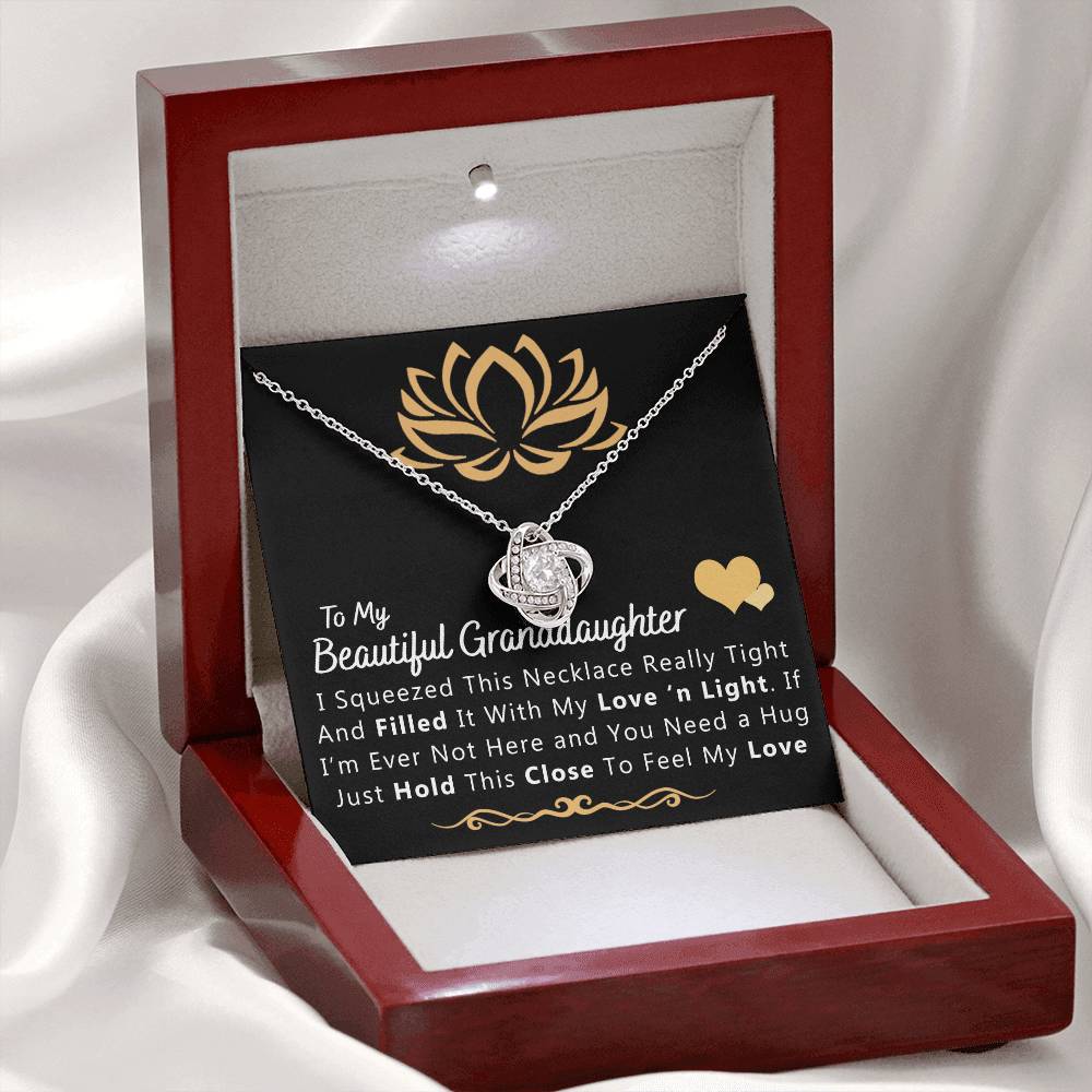 To My Beautiful Granddaughter Necklace From Grandma And Grandpa, To Granddaughter Love Knot Necklace, Gift Pendant For Granddaughtr, I Squeezed This Necklace Gift For Girls On Birthday, Anniversary
