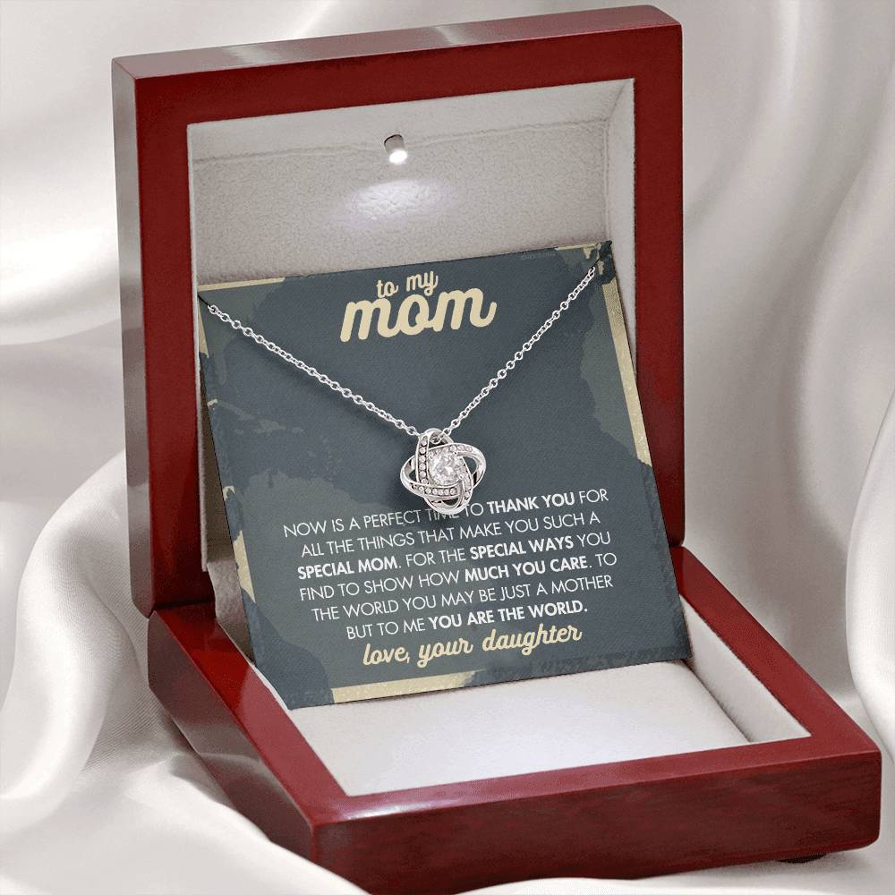 Mother And Daughter Necklace, To My Mom Love Knot Necklace From Daughter, Now Is A Perfect Time To Thank You Necklace Gift For Mom, Mother On Birthday Gift Anniversary Wedding Day Necklace For Mom