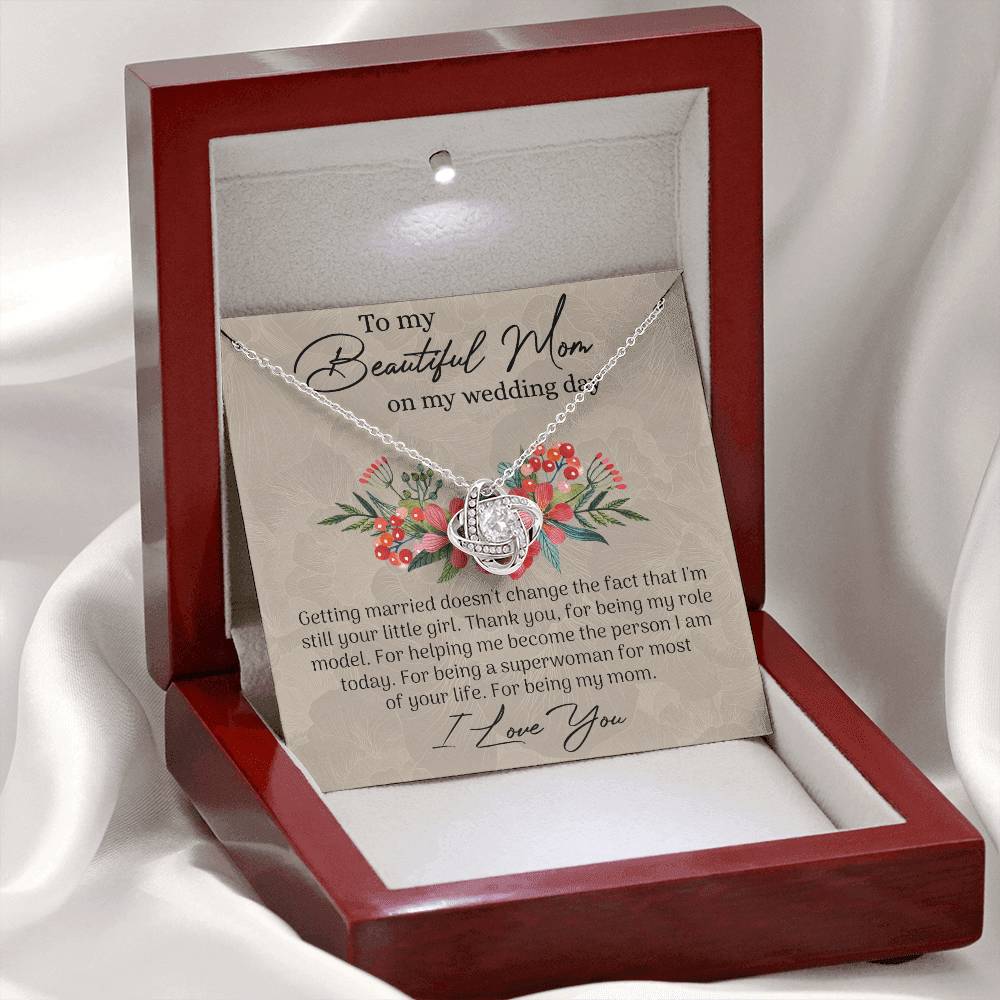 To My Beautiful Mom Necklace, Mom Wedding Gift Necklace from Bride, To My Beautiful Mom On My Wedding Day Necklace Mother of the Bride Gift Necklace Wedding Gift Necklace for Mom, Bride to Mom Gift