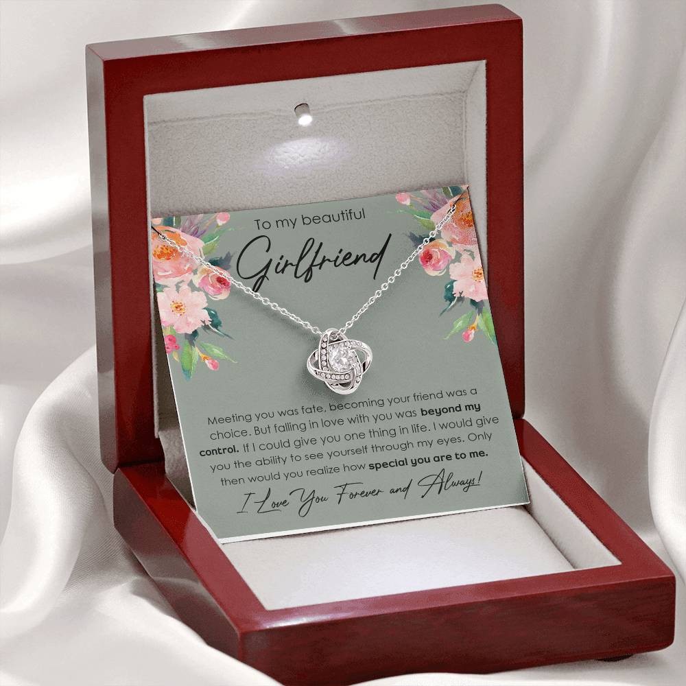 To My Beautiful Girlfriend Love Knot Necklace From Boyfriend, Husband, Beautiful Girlfriend Gift Necklace - Love Knot Pendant Gift For Girlfriend, Soulmate Jewelry Gift To Girlfriend From Boyfriend