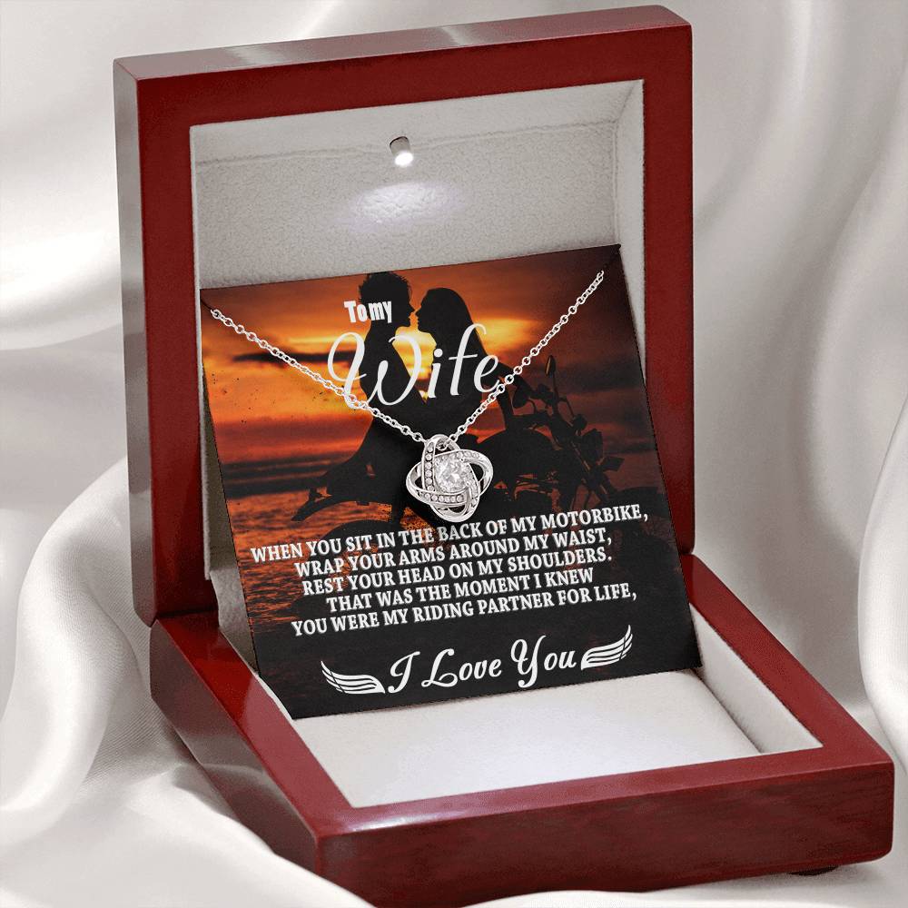 To My Wife Necklace From Husband, My Riding Partner For Life Necklace Gift For Wife From Men, Soulmate Gift Necklace Riding Partner Love Knot Necklace, Jewelry Gift For Women, I Love You Necklace