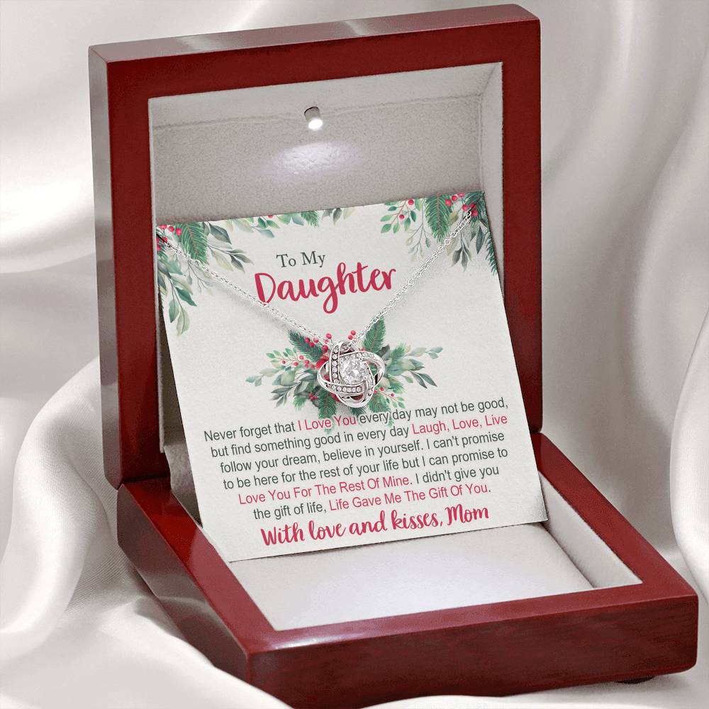 To My Daughter Gifts Necklace From Mom for Christmas Daughter's Graduation Gifts for Her, Mother To Daughter Necklace Christmas Card Pendant Mother And Daughter Jewelry Gift For Girls