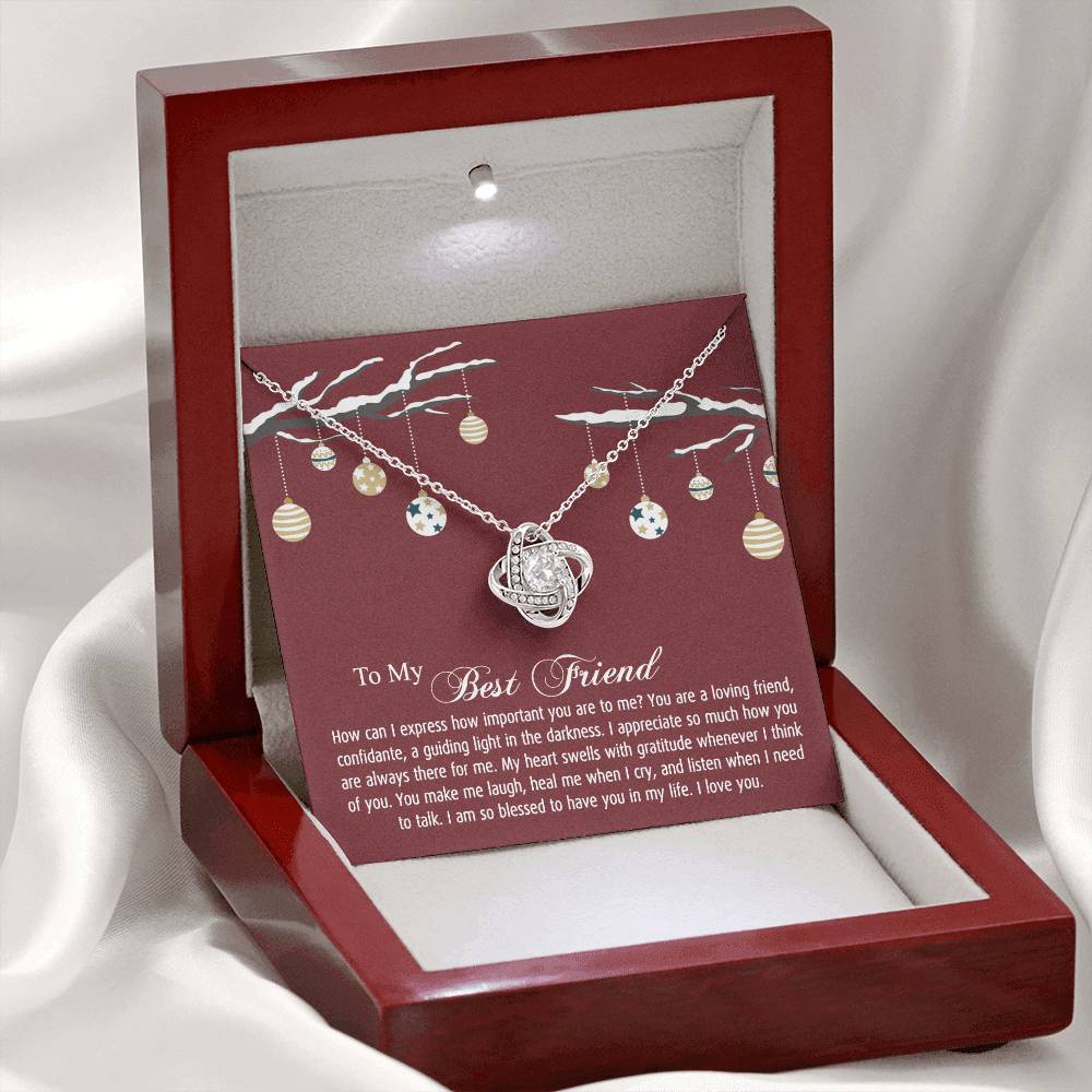 To My Best Friend Christmas Necklace From Friend, Jewelry Gift For Friend, Christmas Love Knot Necklace For Friend, BFF Gift Best Friend Gift Necklace On Birthday, Anniversary, Christmas For Friend