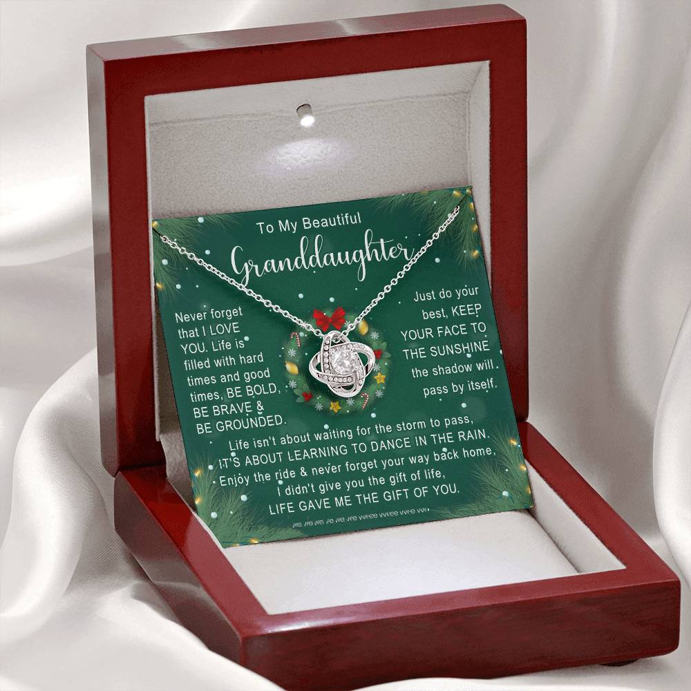 To My Granddaughter Necklace, Christmas Gift For Granddaughter From Nana Jewelry Gift For Girls, Granddaughter And Grandma Necklace, Love Knot Necklace Gift For Granddaughter