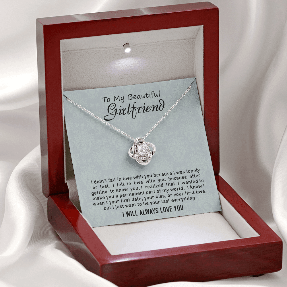 To My Beautiful Girlfriend Love Knot Necklace From Boyfriend, Husband, Girlfriend Gift Necklace - Love Knot Pendant Gift For Beautiful Girlfriend, Soulmate Gift Necklace To Girlfriend From Boyfriend
