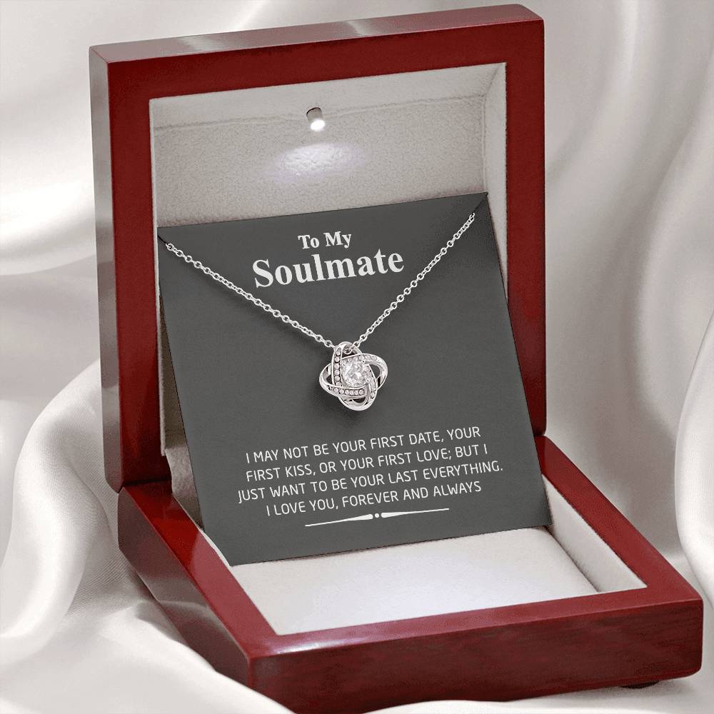 To My Smokin Hot Soulmate Love Knot Necklace - Wife Gifts Necklace From Husband To My Wife Necklace, Gift for Her Romantic, Girlfriend Gifts Message Card and Gift Box For Soulmate Love Knot Pendant