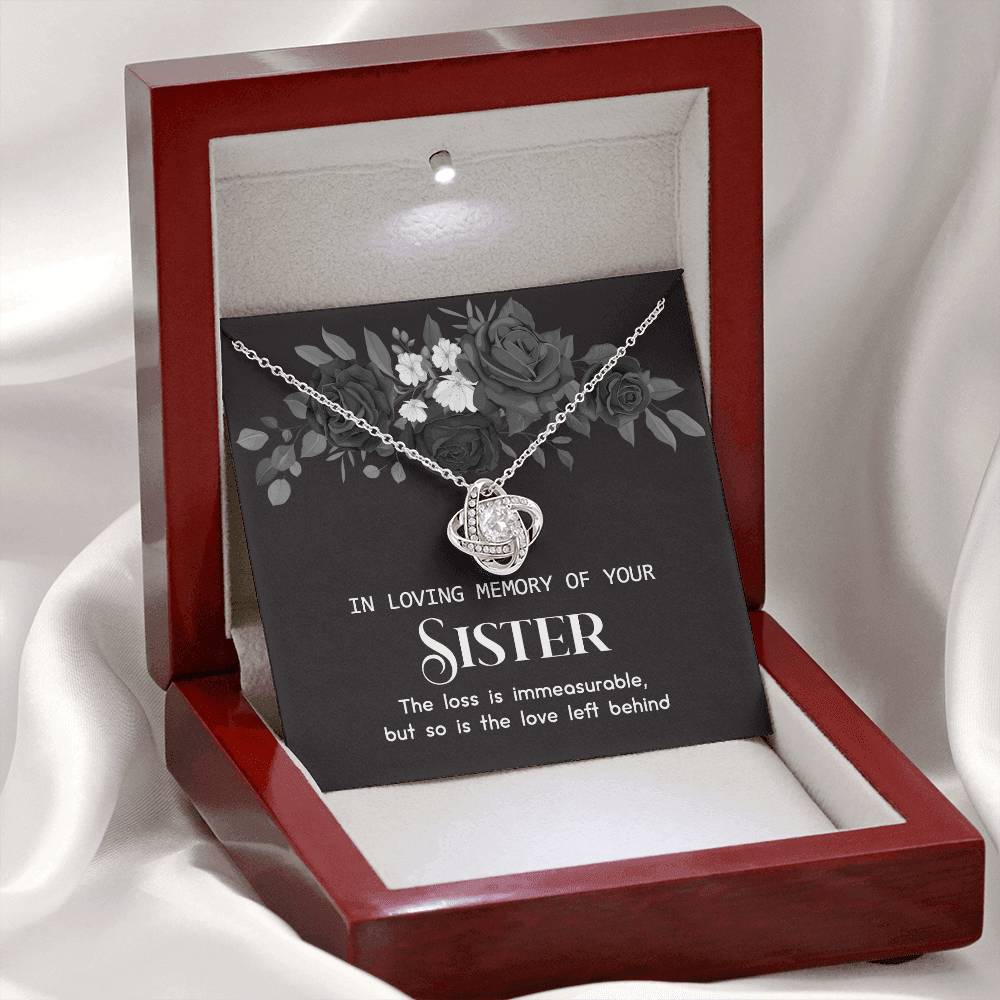 In Memory Of Your Sister Love Knot Necklace, Sympathy Gift Pendant Loss Of Sister, Sympathy Gift Box For Sister, Loss Of Sister Necklace, Loss Of A Sister Necklace, Jewelry Gift for Girls, Women