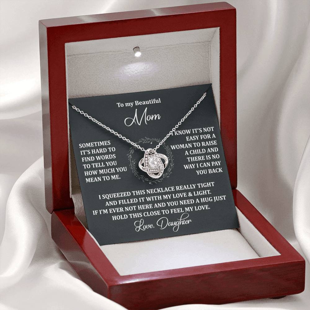 To My Beautiful Mom Necklace Gift From Daughter, Jewelry For Women Pay you Back