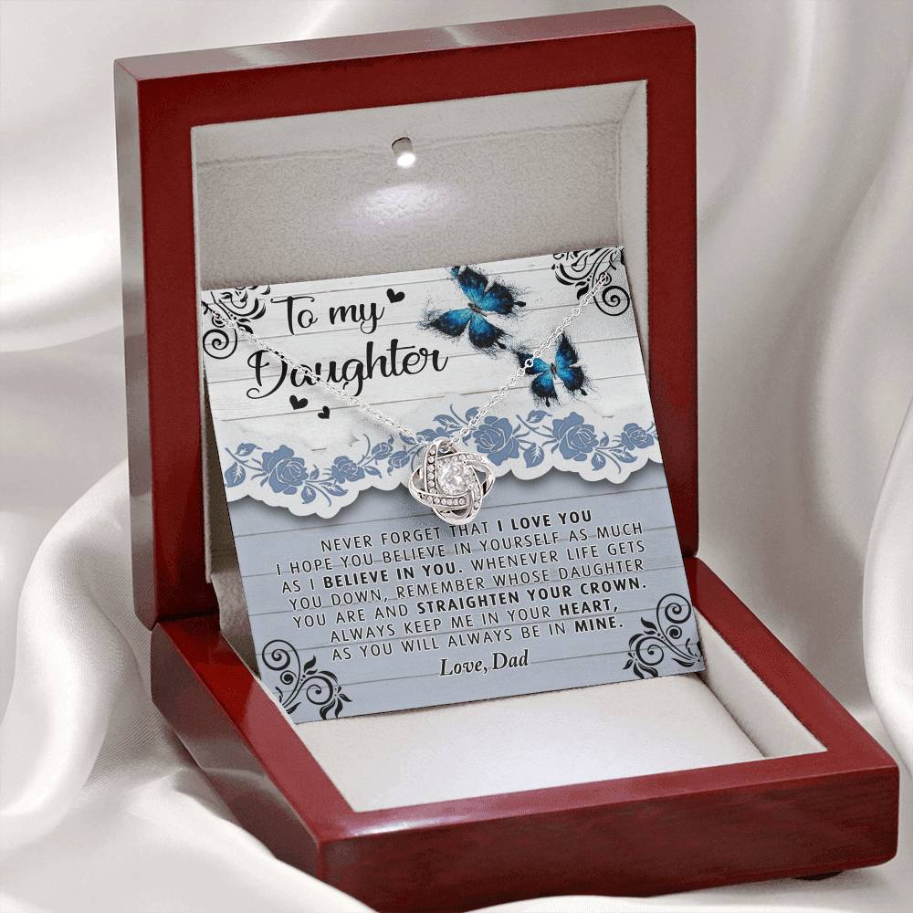 To My Daughter Necklace from Dad Father to Daughter Necklace, Pendant Gift Daughter Wedding Gift Necklace Present Graduation Gift Daughter Birthday Xmas Jewelry Gift For Girls Little Girl Necklace
