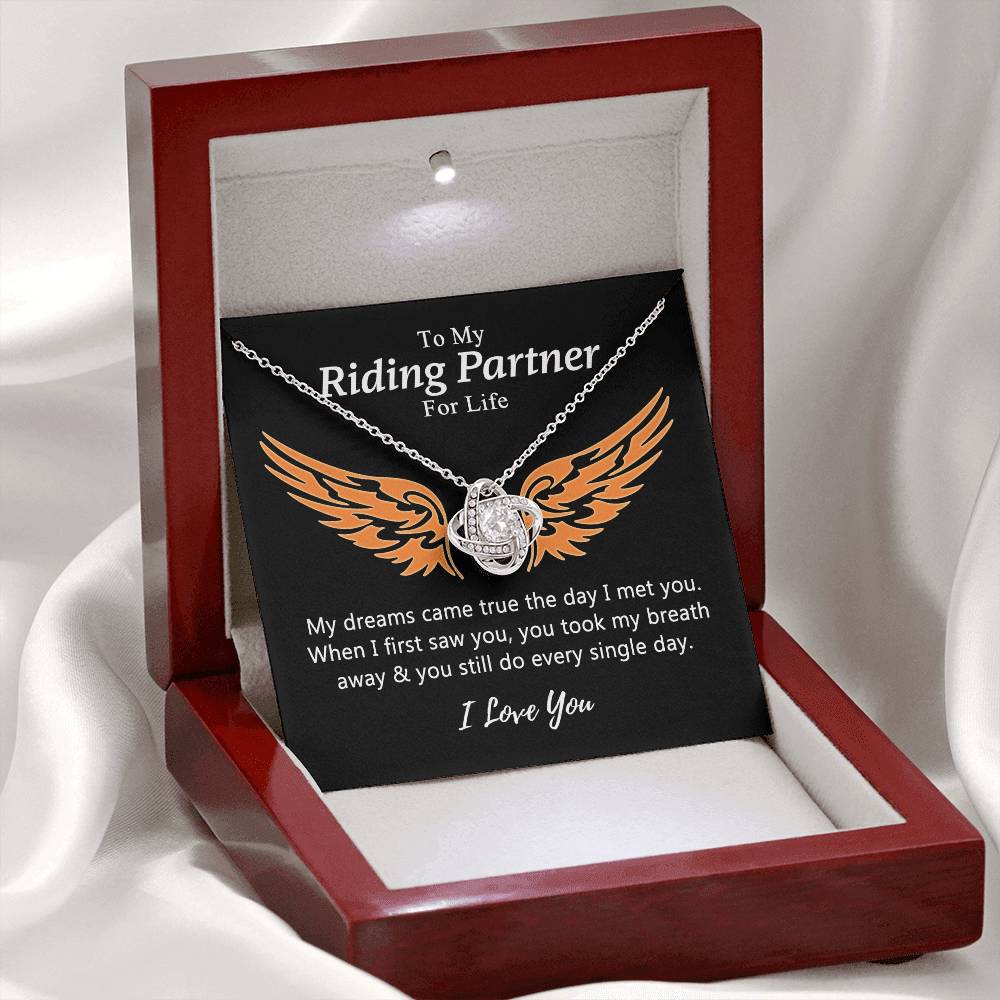 To My Riding Partners For Life Necklace, Gift Necklace For Motorcycle Wife, Love Knot Necklace Gift For Biker Wife, Necklace Gift for Girlfriend, Wife on Valentines Day, Romantic Gift Neklace Birthday