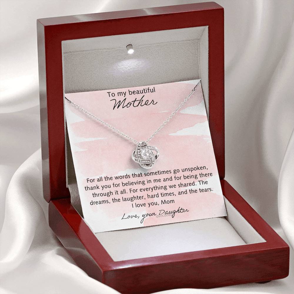 To My Beautiful Mother Necklace From Daughter, Happy Mother's Day Necklace Gift For Mother, Necklace Gift For Mother On Mothers Day, Anniversary Birthday Gift For Beautiful Mother Gift Necklace