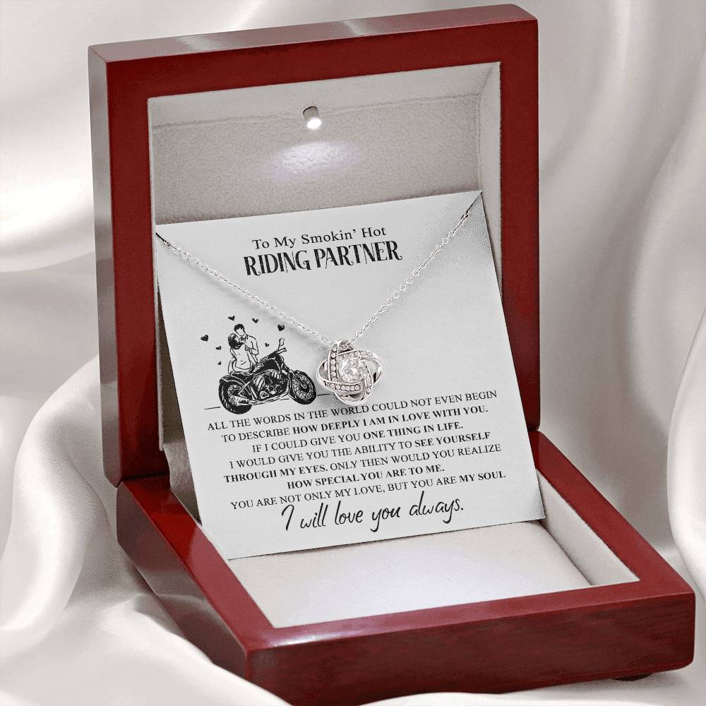 To My Smokin Hot Riding Partner Gift Necklace For Motorcycle Wife Love Knot Necklace Gift For Biker My Riding Partner For Life Necklace Pendant Gift On Birthday Xmas Graduation Jewelry Gift For Women