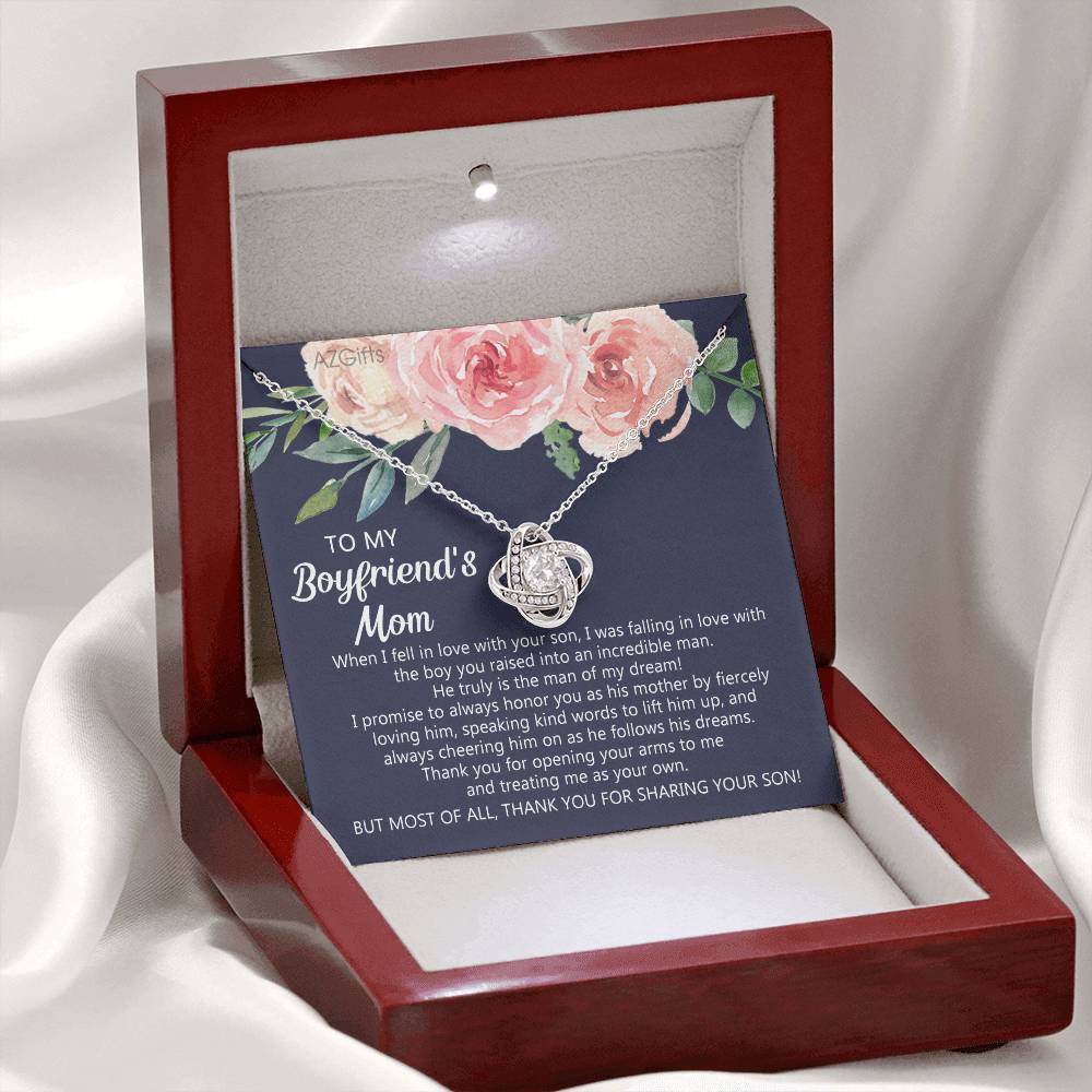 To My Boyfriend's Mom Necklace From Girlfriend, Gifts for Boyfriend's Mom Necklace, My Boyfriends Mom Love Knot Necklace From Man, Necklace On Mother's Day, Anniversary, Birthday Gifts, Christmas