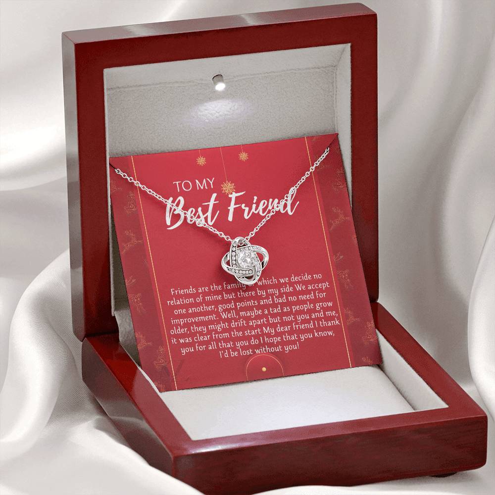 To My Best Friend Christmas Necklace From Friend, Jewelry Gift For Friend, Christmas Love Knot Necklace For Friend, BFF Best Friend Gift Necklace On Anniversary, Christmas Friends Are The Family