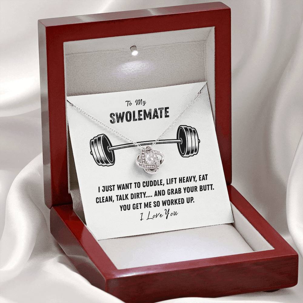 To My Swolemate Love Knot Necklace From Husband, Necklace Gift For Swolemate, Necklace Pendant, Swolemate Necklace, Birthday, Wedding Day, Necklace For Women, Swolemate Cubic Zirconia Necklace