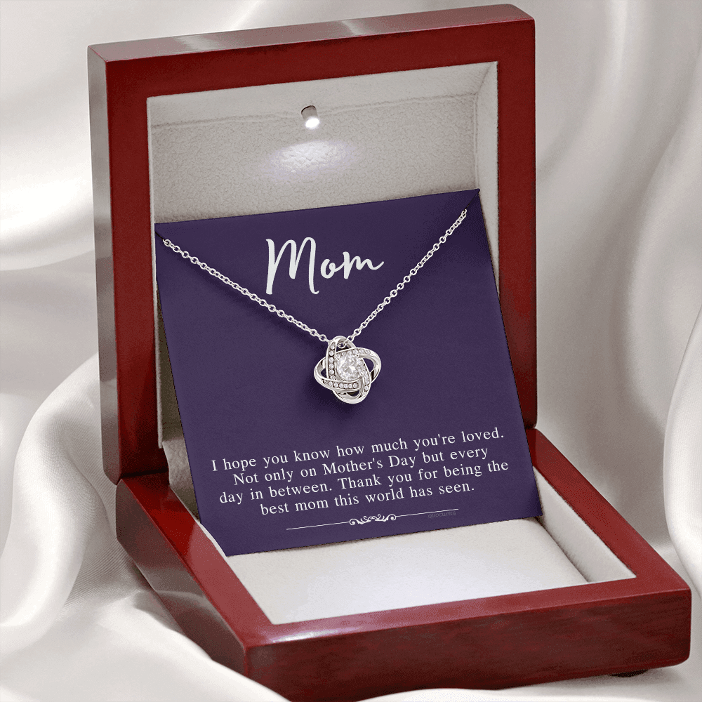 Mothers Day Necklace From Daughter, To My Mom Necklace From Daughter Gifts To Give To Your Mom Beautiful Box, Gift Box Mothers Day, Mom Love Knot Necklace From Daughter, Jewelry Gift For Women