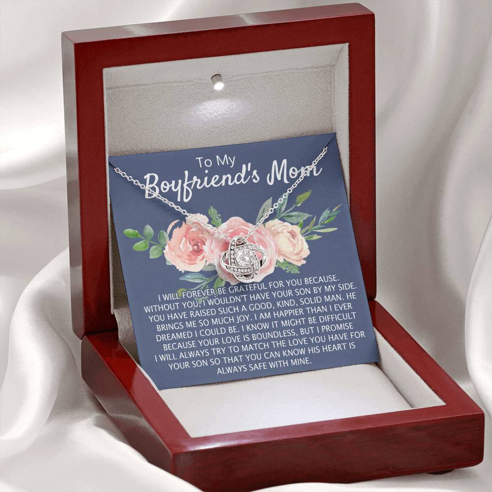 To My Boyfriend's Mom Necklace From Girlfriend, Mother's Day Necklace, Birthday For Boyfriend's Mom, Boyfriend's Mom Love Knot Necklace Jewelry For Women Gifts For Boyfriends Mom From Girlfriend Mom