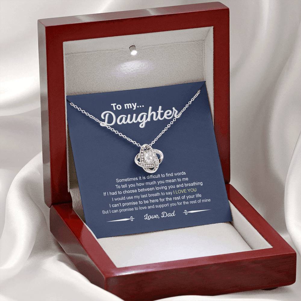 To My Daughter Love Knot Necklace From Dad, Father And Daughter Love Knot Pendant Gift For Daughter From Daddy To Daughter Love Knot Jewelry Gift For Girls, Love And Support Necklace For Daughter