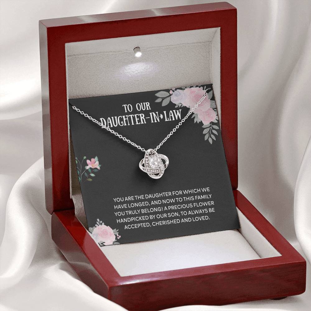 Personalized Gift Necklace From Mother In Law - Daughter Love Knot, To Our Daughter-In-Law Gift Necklace From Mother-in-Law, Daughter-in-Law Pendant Gift On Birthday Gift, Graduation Gift