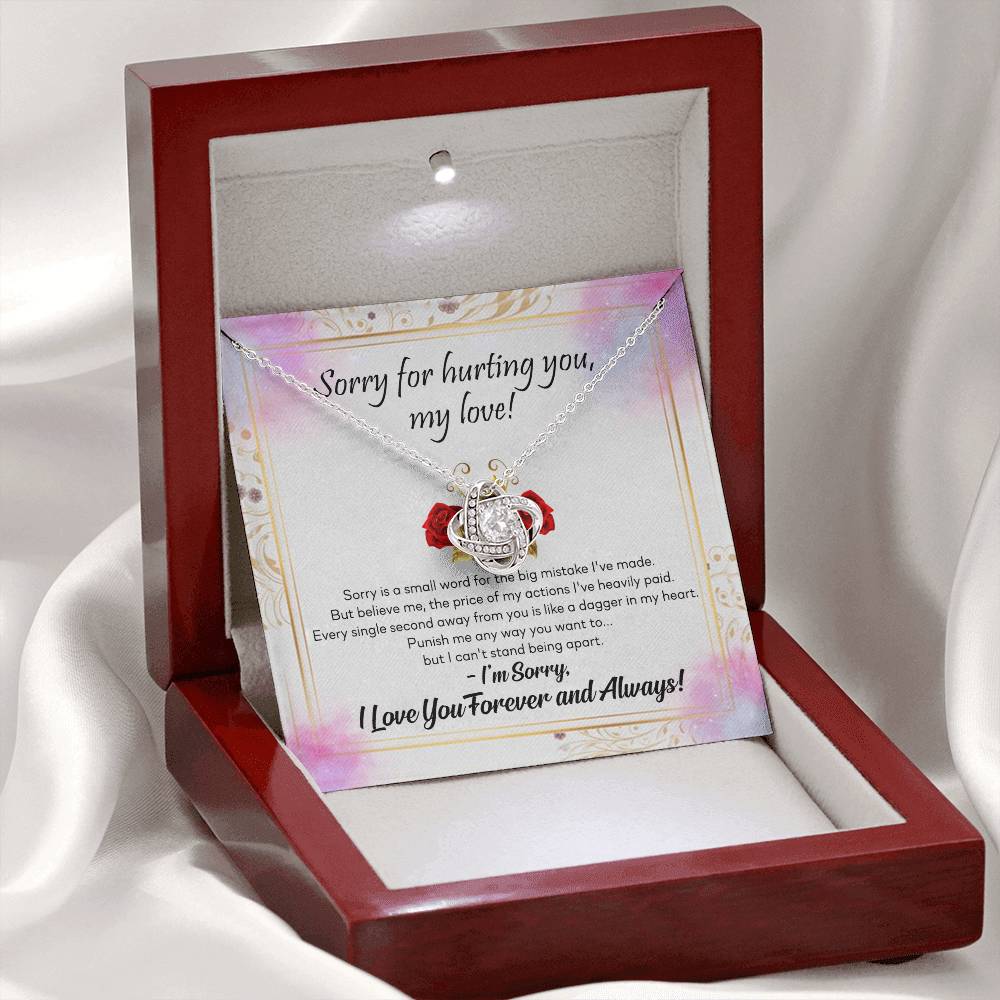 To My Girlfriend Necklace From Boyfriend, Husband, Sorry For Hurting You, My Love Knot Necklace With Message Card, I'm Sorry Gift Necklace For Soulmate, Wife On Valentine Day Gift For Wife, Soulmate