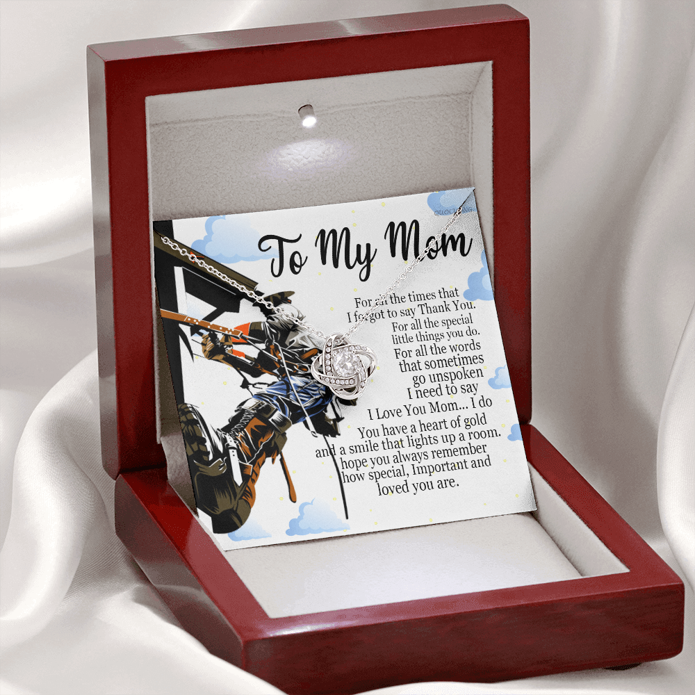Lineman's Mom, To My Mom Love Knot Necklace Mother Jewelry Gift On Mothers Day