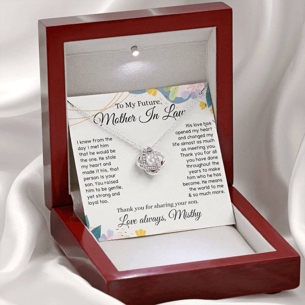 To My Future Mother In Law Necklace, To My Mother In Law Love Knot Necklace Gift From Son, Personalized Gift Necklace for Mother-In-Law From Son, Wedding Gift Necklace Bride Groom To Mother In Law