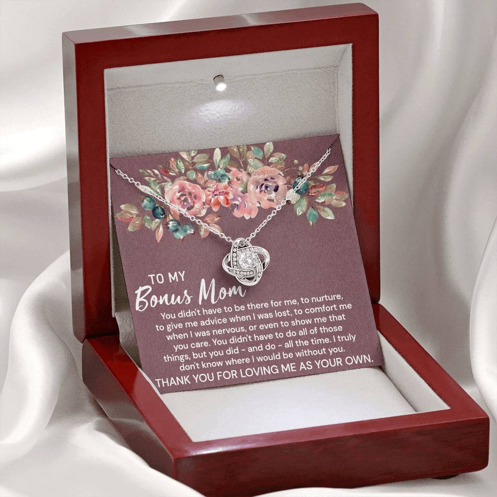 To My Bonus Mom Necklace From Bonus Daughter, Bonus Mom Gift Necklace, Bonus Mother Jewelry For Women, Thank You For Loving Me As Your Own Necklace Gift For Mom On Mothers Day, Anniversary, Birthday