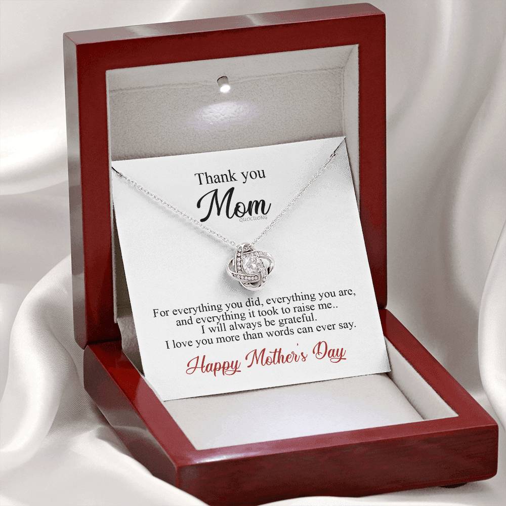 Thank You Mom Necklace Gift For Her, Happy Mother And Daughter Gift Necklace, To My Mom Necklace From Daughter, Thank You Card Gift For Mom On Mother's Day, Anniversary Necklace Gift For Her