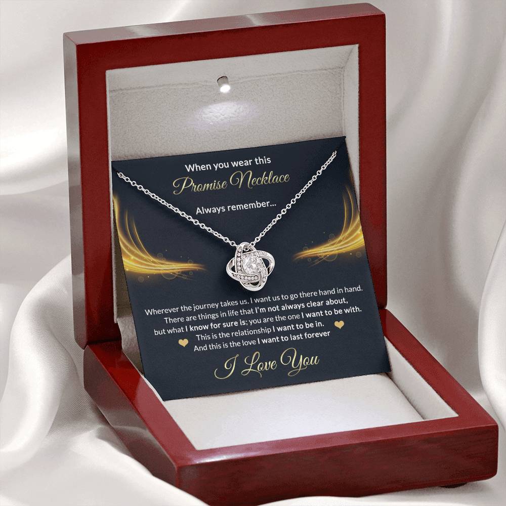 Promise Gift Necklace From Men, Jewelry Gift for Girls, Girlfriend - Promise Love Knot Necklace Gift for Women On Valentines Day, Anniversary, Long Distance Relationship Gifts Love Knot Pendant