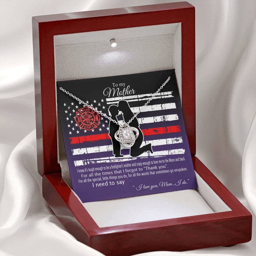 Firefighter's Mom Necklace, To My Mother Love Knot Necklace From Son To Mother Pendant I Know It's Tough To Be A Firefighter's Mother Necklace Gift For Mom Jewelry Gift For Women Mother Fire Necklace