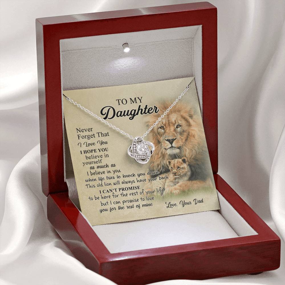 To My Daughter Gift Necklace from Dad Old Lion Your Back Believe Rest of Mine Personalized Gift Necklace Chain Gift on Birthday Graduation Gift Jewelry Gift For Girls, Little Girl Necklace