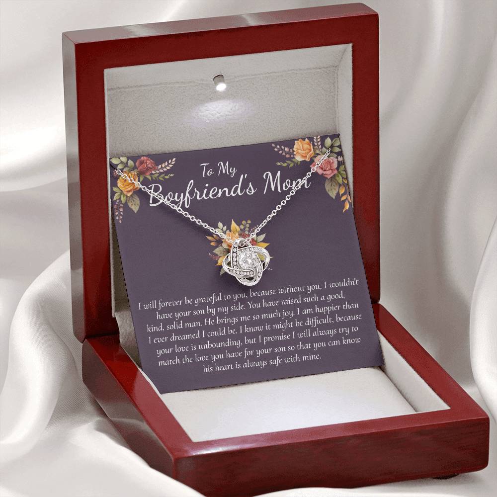 To My Boyfriends Mom Necklace From Girlfriend, Gifts Necklace for Boyfriend's Mom, Thank You Gift Necklace For Boyfriend's Mom, Boyfriends Mom Love Knot Necklace For Her, On Mothers Day, Christmas