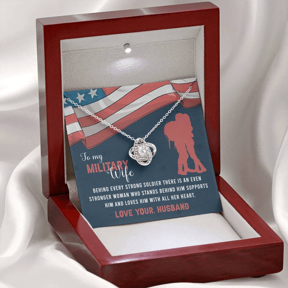To My Military Wife Necklace From Husband Love Knot Military Necklace Gift For Wife Husband To Wife Love Knot Pendant For Wife Military Jewelry Gift For Women Army Gift Necklace Military Pendant