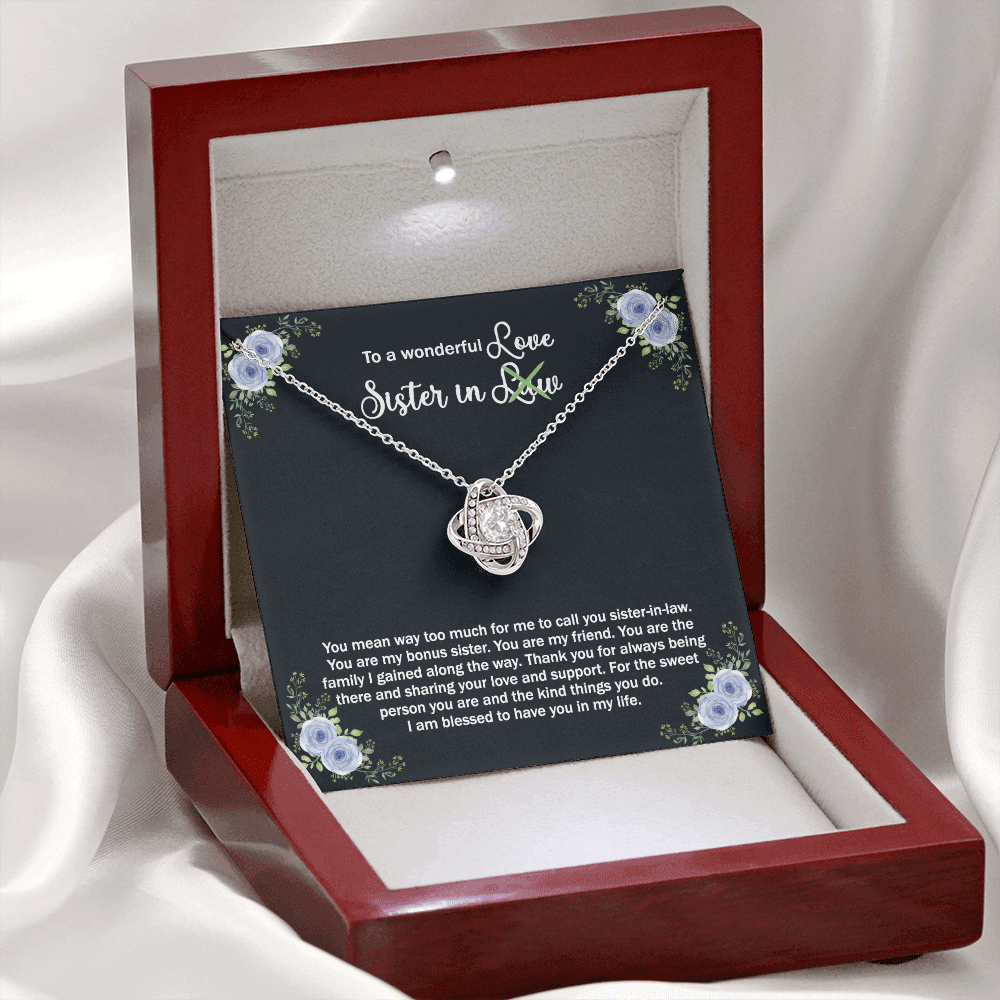 To A Wonderful Sister In Law Love Knot Necklace From Sister, I Love You Sister Gift Necklaces Sister-in-Law Gift Pendant Love Knot Jewelry Gift For Sister In Love Necklace, Unbiological Sister Gift
