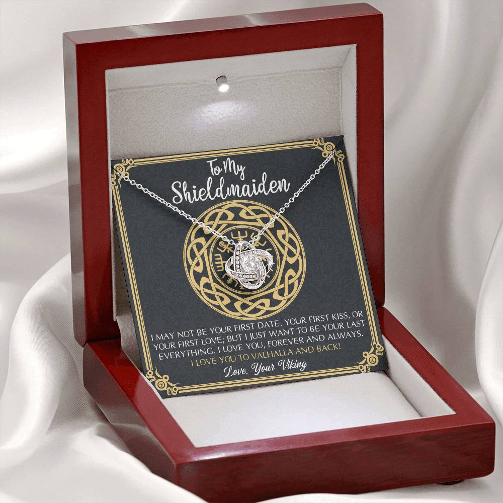 Personalized Gift Necklace, To My Shieldmaiden Necklace From Viking, I Love You to Valhalla and Back Viking Necklace Jewelry Gift For Women Wife Girlfriend Anniversary Customized Message Card