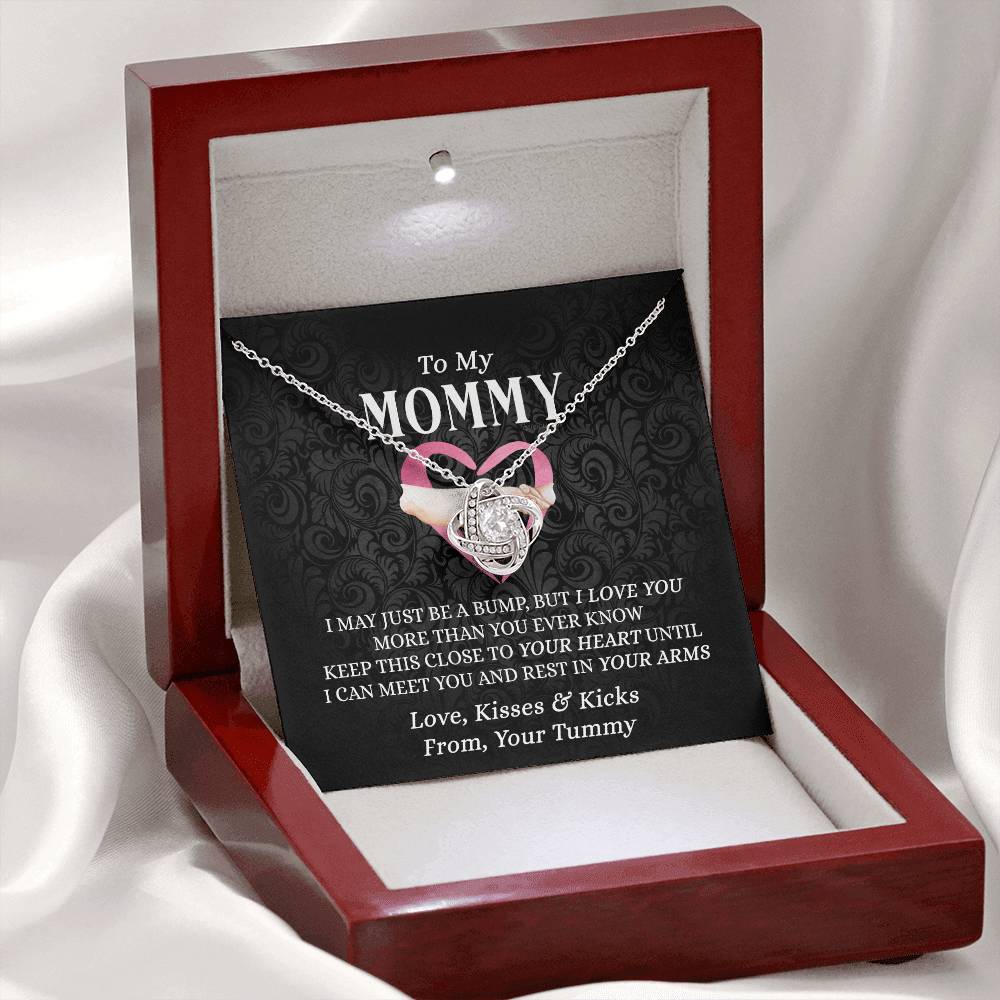 To My Mommy Gift Necklace, Mommy Love Knot Necklace From Tummy, Future Mom Gift Necklace, Pregnancy Gifts Necklace for First Time Moms, Sentimental Gift for Mothers, Mom To Be Gift Necklace