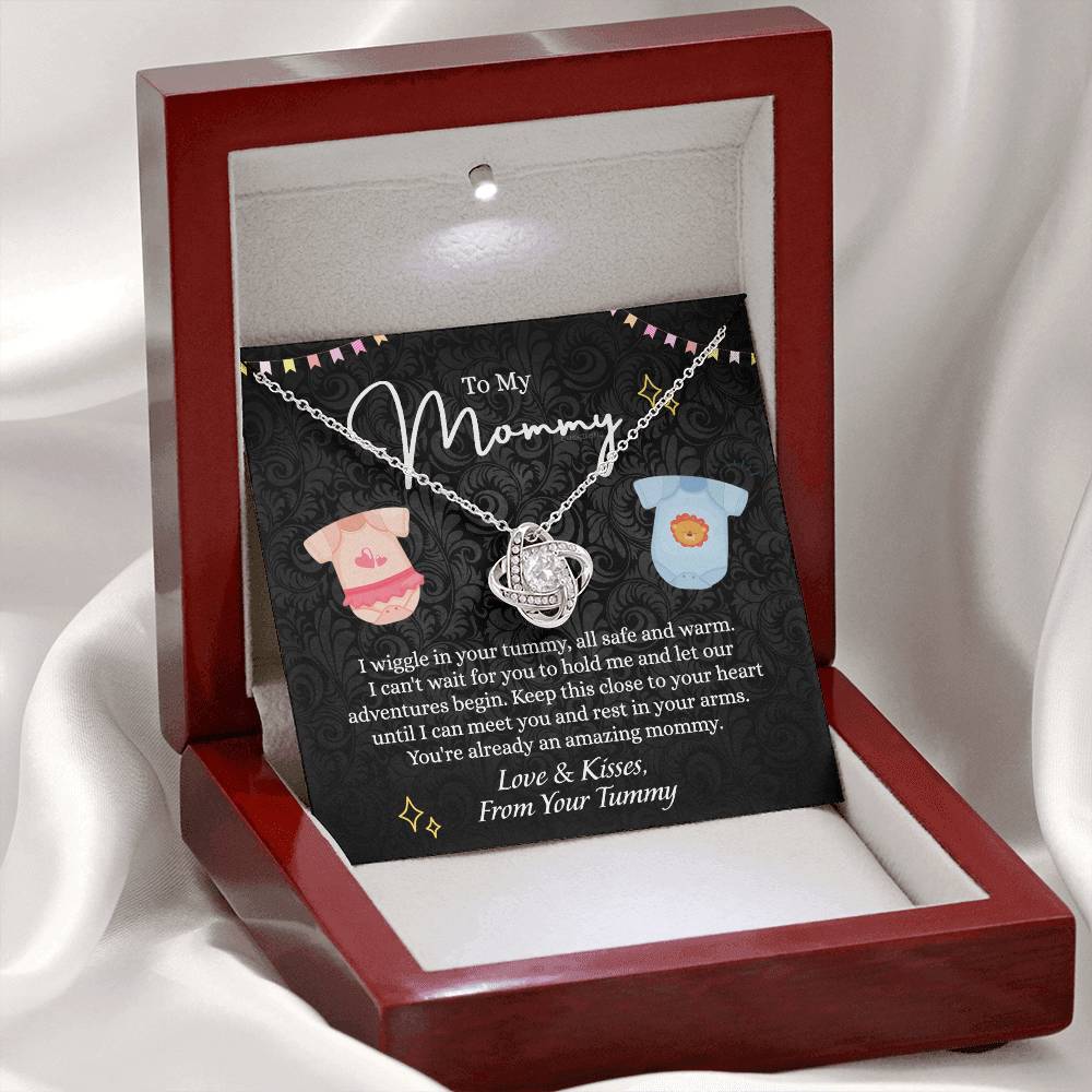 To My Mommy Love Knot Necklace, Mommy Gifts Necklace from Baby, Mommy Gift Necklace from Baby to Mom On Birthday, Gifts for Mom from Baby, New Mom Gift From Husband, New Mom Jewelry Gift For Wome