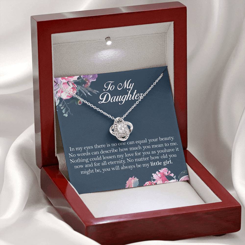 To My Daughter Love Knot Necklace From Mom, Mother And Daughter Pendant Gifts Necklace, To Daughter Pendant Gift From Mom, Little Girl Necklace Gift From Mother, Daughter Mom Jewelry Gift For Girls