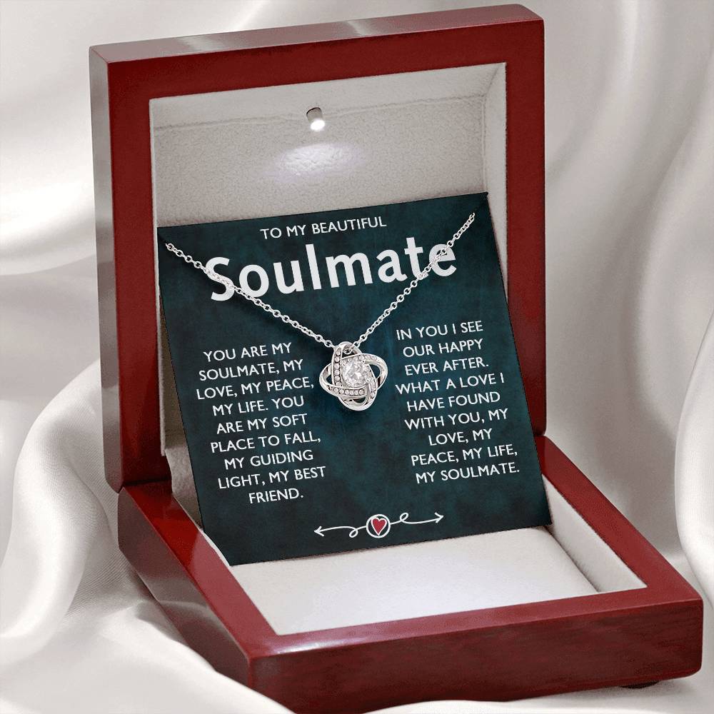 To My Beautiful Soulmate Necklace, Gift Necklace for Soulmate, Love Knot Necklace for Girlfriend, Soulmate Jewelry, Future Wife Gift Necklace, Necklace for Wife from Husband 14k White Gold
