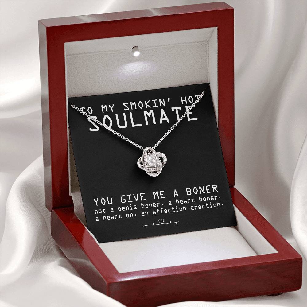 To My Smokin' Hot Soulmate Necklace From Husband, Boyfriend To Soulmate Gift for Fiancee Wife Smokin' Hot Birthday Present Xmas Gift Necklace for Her Romantic, Girlfriend Gift Necklace Message