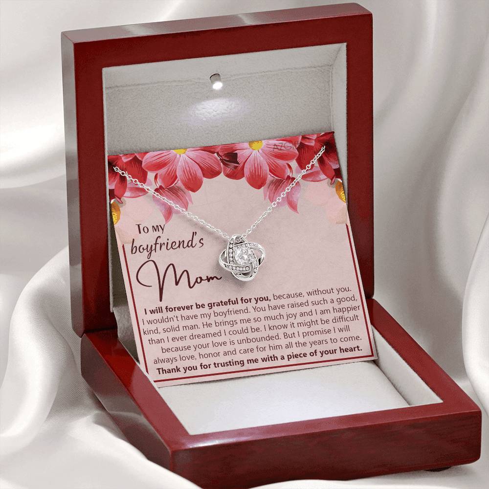 To My Boyfriend's Mom Necklace From Girlfriend Mom, Boyfriends Mom Love Knot Necklace, Boyfriend's Mom Gift Necklace, Boyfriend's Mom Gifts Necklace On Mother's Day, Xmas Present Jewelry For Women