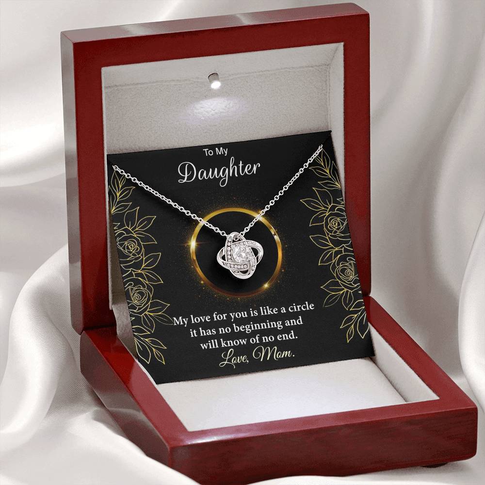 Personalized Gift Necklace For Daughter, Custom Card Gift For Daughter, To My Daughter Love Knot Necklace Gift From Mom, My Love For You Necklace, Love Knot Jewelry Gift For Daughter Birthday
