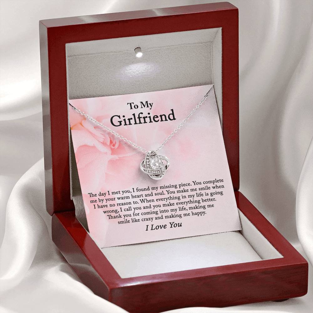 To My Girlfriend Necklace From Boyfriend, Husband, Gift Necklace For Girlfriend Love Knot Pendant Gift For Girlfriend, Soulmate Necklace To Girlfriend Jewelry Gift For Girls Making Me Smile Necklace