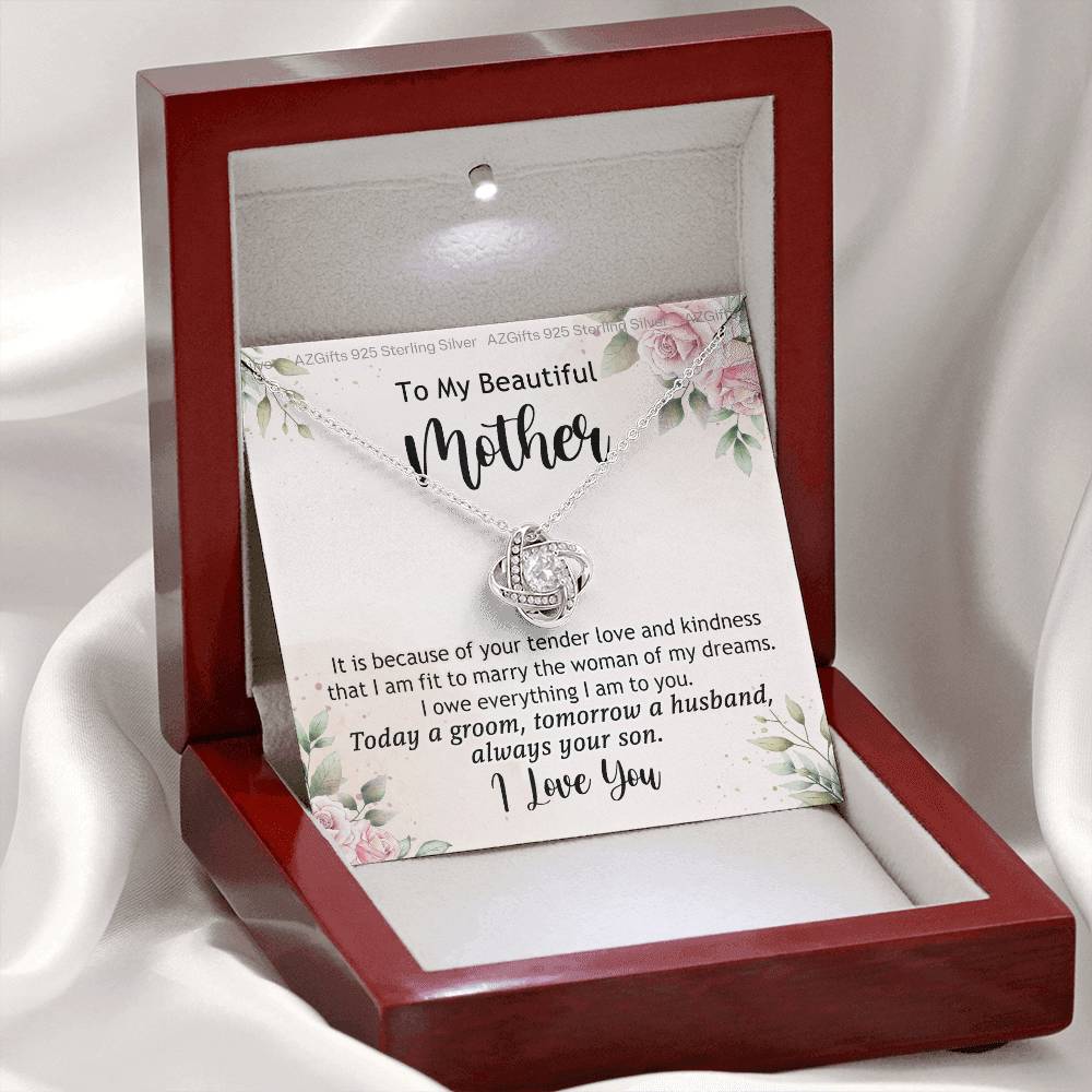 To My Beautiful Mother Necklace From Son, The Love Knot Necklace Gift For Mom, Mother, Bonus Mom Gift Necklace, Beautiful Mom Gift Necklace For Her, Mother's Day Necklace Jewelry For Mother, Moms