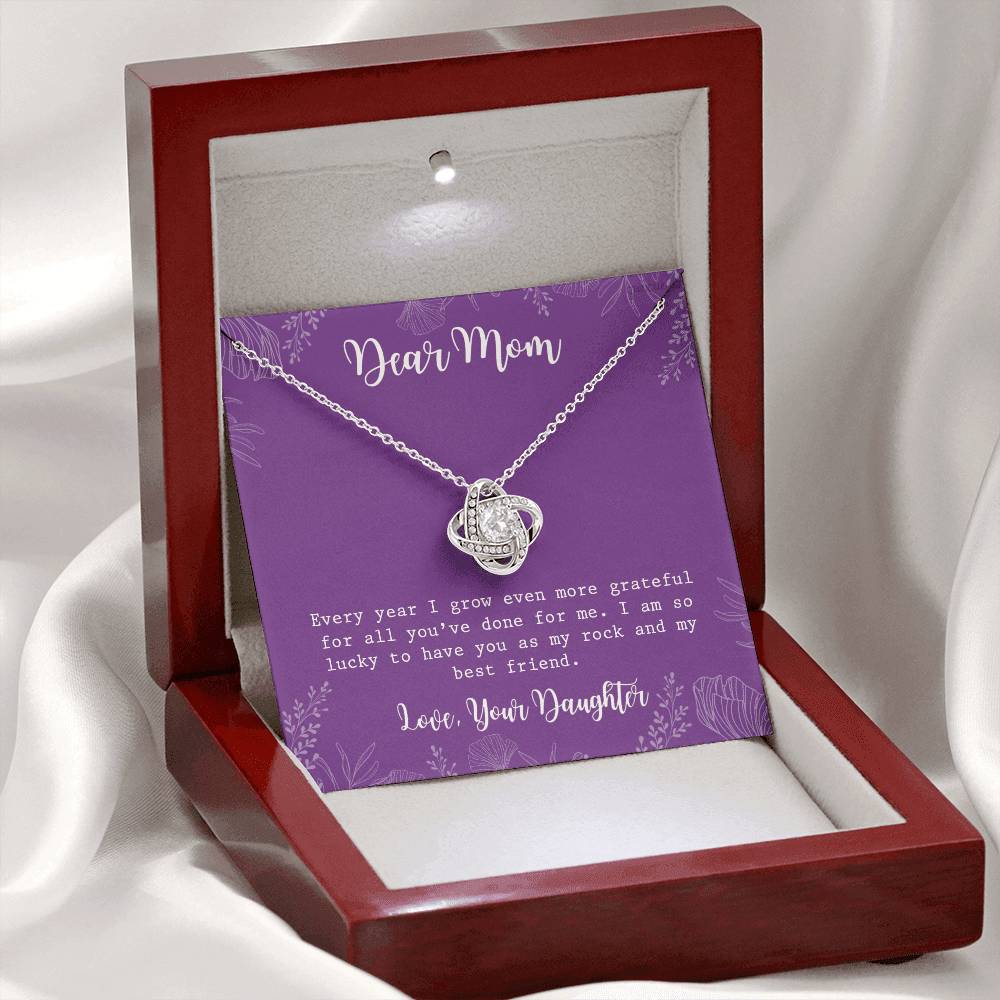To My Mom Necklace From Daughter, My Best Friend Gift Necklace For Mom On Mothers Day, Birthday Gift Anniversary, Love Knot Pendant Gift For Her, Jewelry For Mom, Dear Mom Gifts Necklace