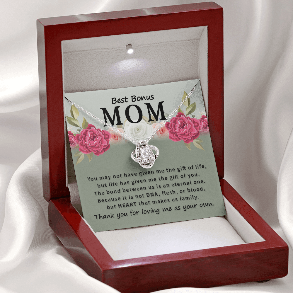 Bonus Mom Gifts from Bonus Daughter, To My Bonus Mom Necklace From Daughter, Necklace Gifts for Bonus Mom On Mothers Day, Anniversary, Mother And Daughter Necklace Gift For Mom, Mother Gift Necklace